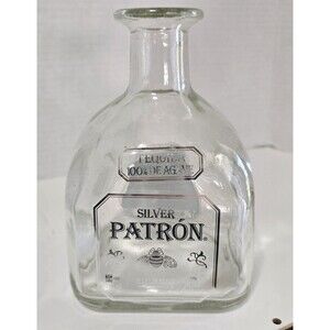 Patron Silver Tequila Bottle EMPTY 750ml Collectible Bar Decor - No Cork
